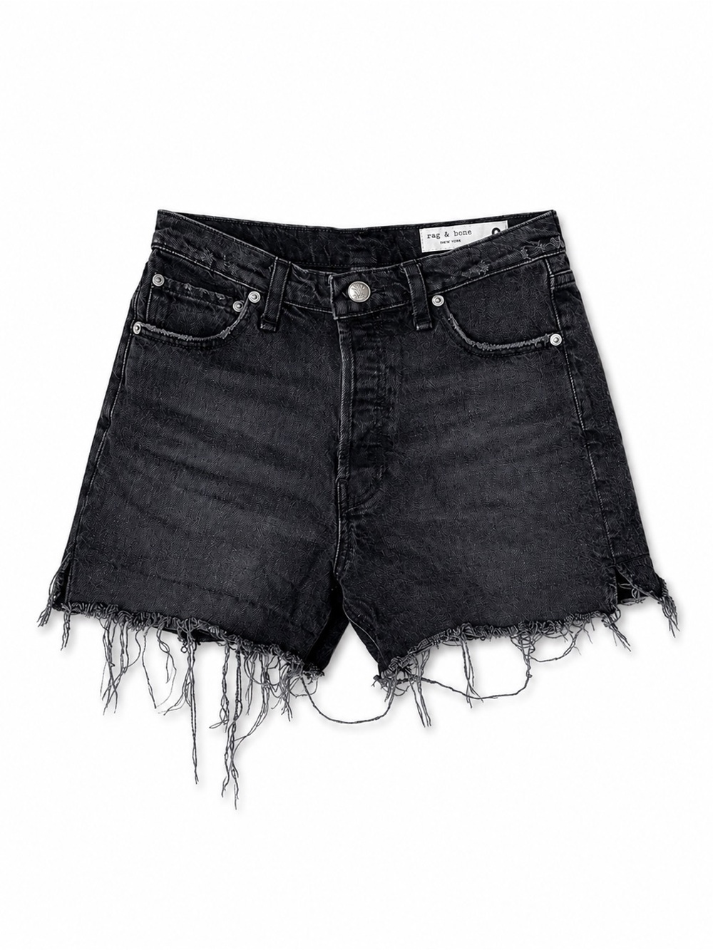 rag & bone Black Vintage Cut Off' High Rise Short Distressed Frayed Size 25